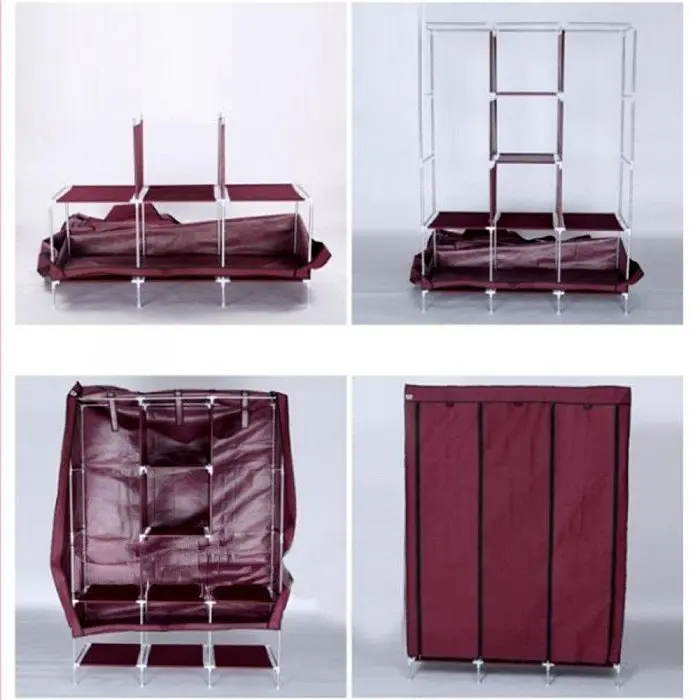 Складана тканинна шафа, шафа для одягу Storage Wardrobe 88130 на 3 секції Коричнева - фото 6