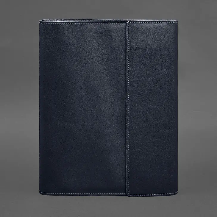 Кожаная папка для документов "Семейная" А4 на сегрегаторе с файлами темно-синяя - фото 11