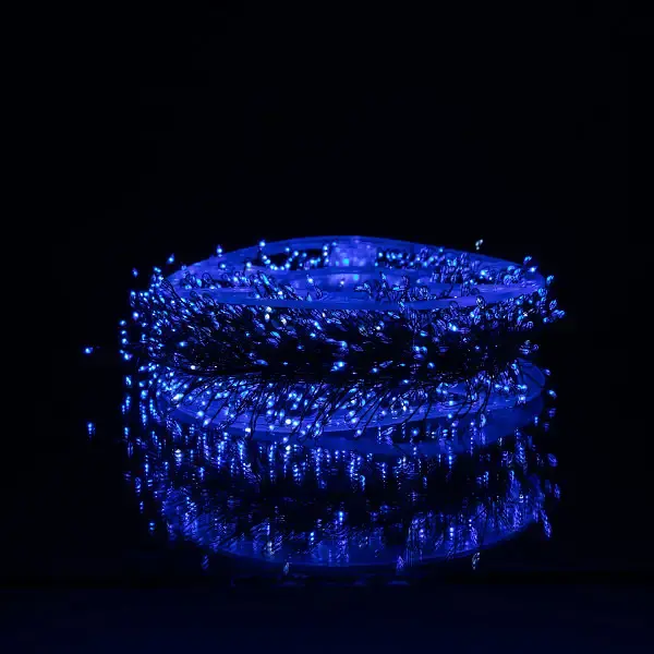 Новогодняя гирлянда комнатная роса 50 м 1500 LED Хвойная лапа зеленый провод Синий Garlando D1500L50MGBL - фото 3