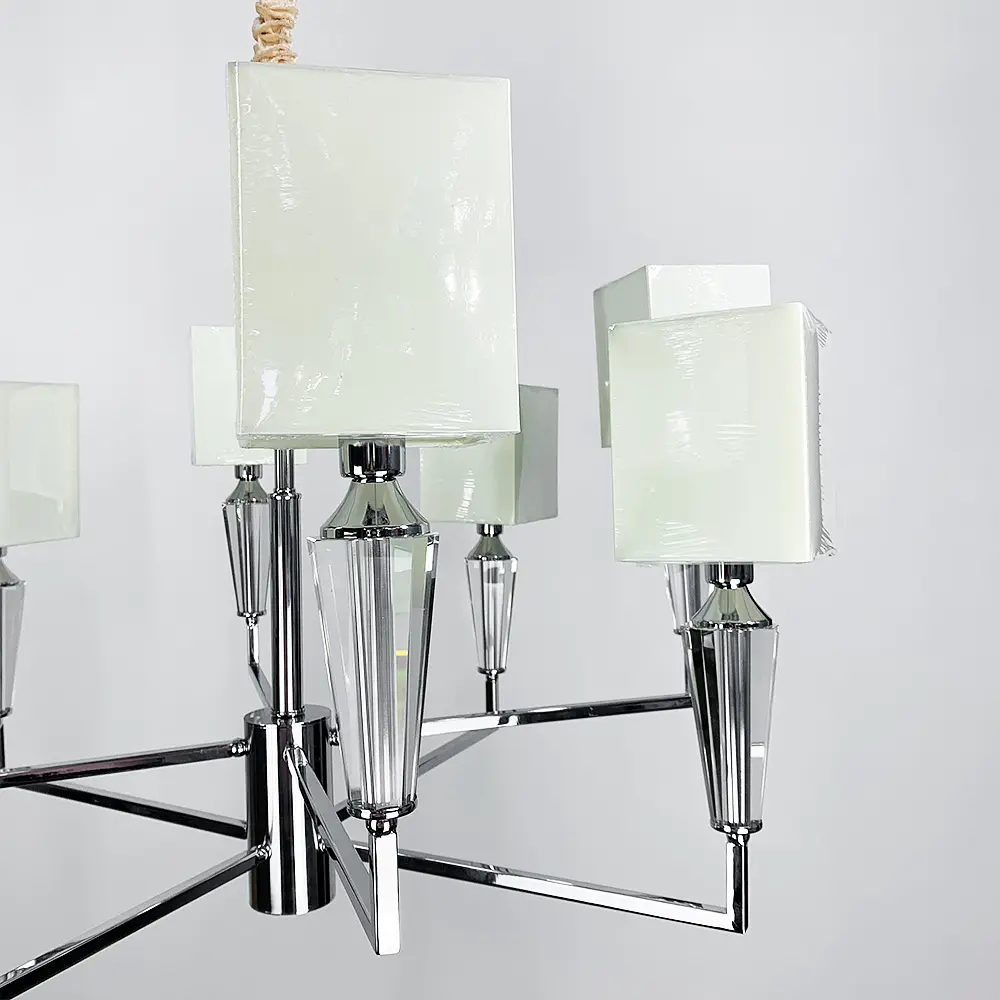 Классическая хромовая люстра с квадратными абажурами Line.F AT 30/8 - фото 2