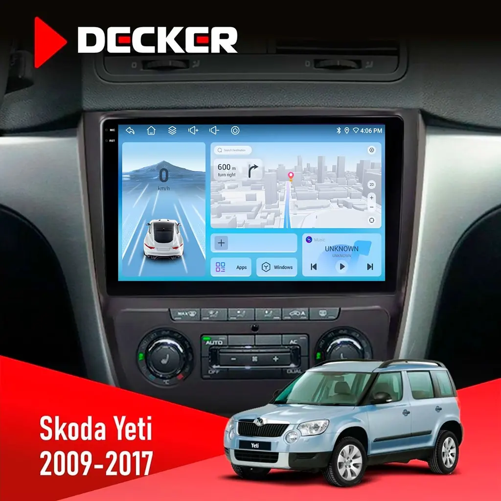 Штатна магнітола Skoda Yeti 2009-2017 Decker D10-010 6x128, DSP, 4G, 2K Decker (НФ-00009361)