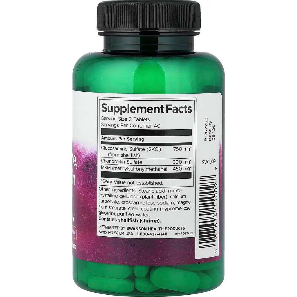 Комплекс для суглобів Swanson Glucosamine Chondroitin & MSM Higher Strength 120 таблеток - фото 2