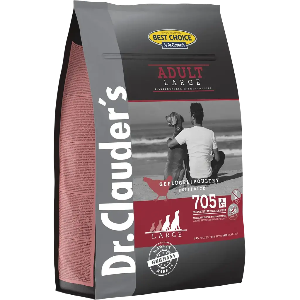 Сухий корм для дорослих собак великих та гігантських порід Dr.Clauder’s Best Choice Adult Large з куркою та рисом 12 кг (3 шт. х 4 кг) - фото 2
