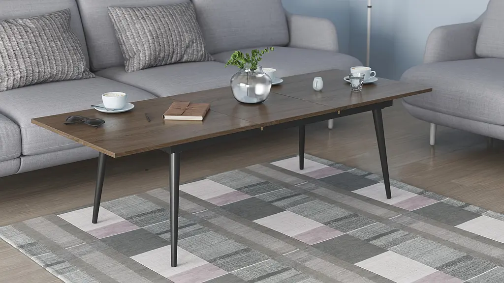 Стіл журнальний трансформер Dandi Small Ferrum-decor 45x120(160)x70 Чорний метал ДСП Дуб Сонома Трюфель 16 мм (FRD-106797) - фото 7