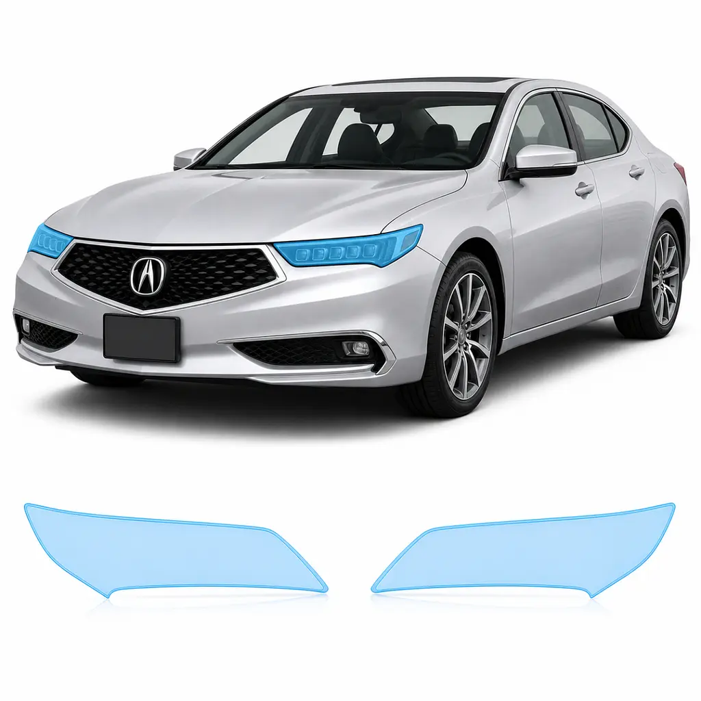 Антигравійна захисна бронеплівка за лекалами для Acura TLX I facelift 2018-2020 - оптика (фари та ПТФ)