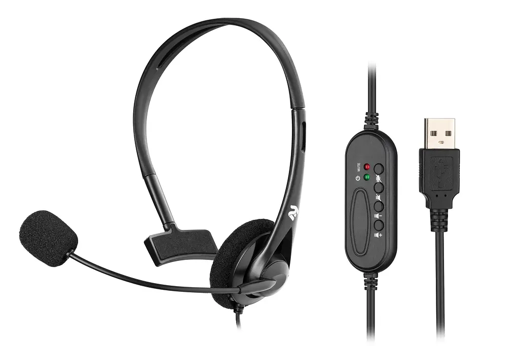 Гарнітура ПК моно On-ear CH11 USB, omni-mic, 2м, чорний 2E teh0013225 - фото 2