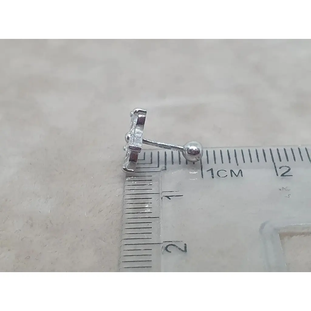 Серебряная серьга для пирсинга хеликса Ирий с фианитами. 40103ШТ - фото 5