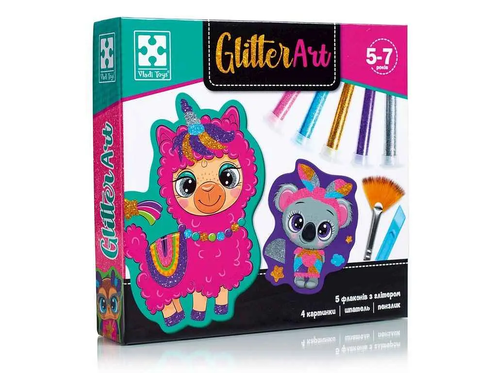 Набір для творчості VLADI TOYS "Glitter Art. Блискучі звірята" VT4501-11 (укр)