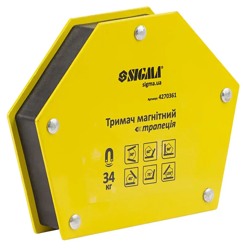 Магніт для зварювання Sigma трапеція 34кг 105x65x65x45мм (30,45,60,75,90,135 °) (4270361) - фото 2