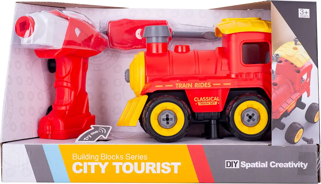 Конструктор DIY Spatial Creativity Поезд с электродвигателем LM8073-DZ-1, красный (CJ-1379241) - фото 4