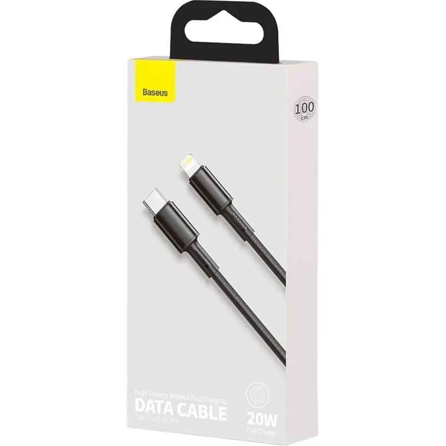 Кабель Baseus Lightning Type-C to Lightning PD 20W 1M High Density Braided Black (CATLGD-01) - фото 4