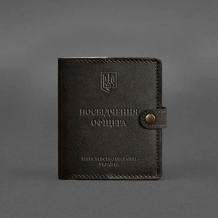 Шкіряна обкладинка-портмоне для посвідчення офіцера 11.0 темно-коричнева - фото 6