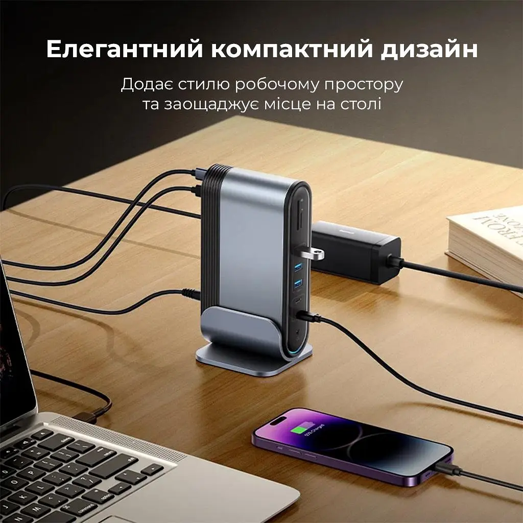 USB-Хаб Baseus UnionJoy 17-Port Triple-Display Docking Station Space Grey (B00532304811-00) - фото 13