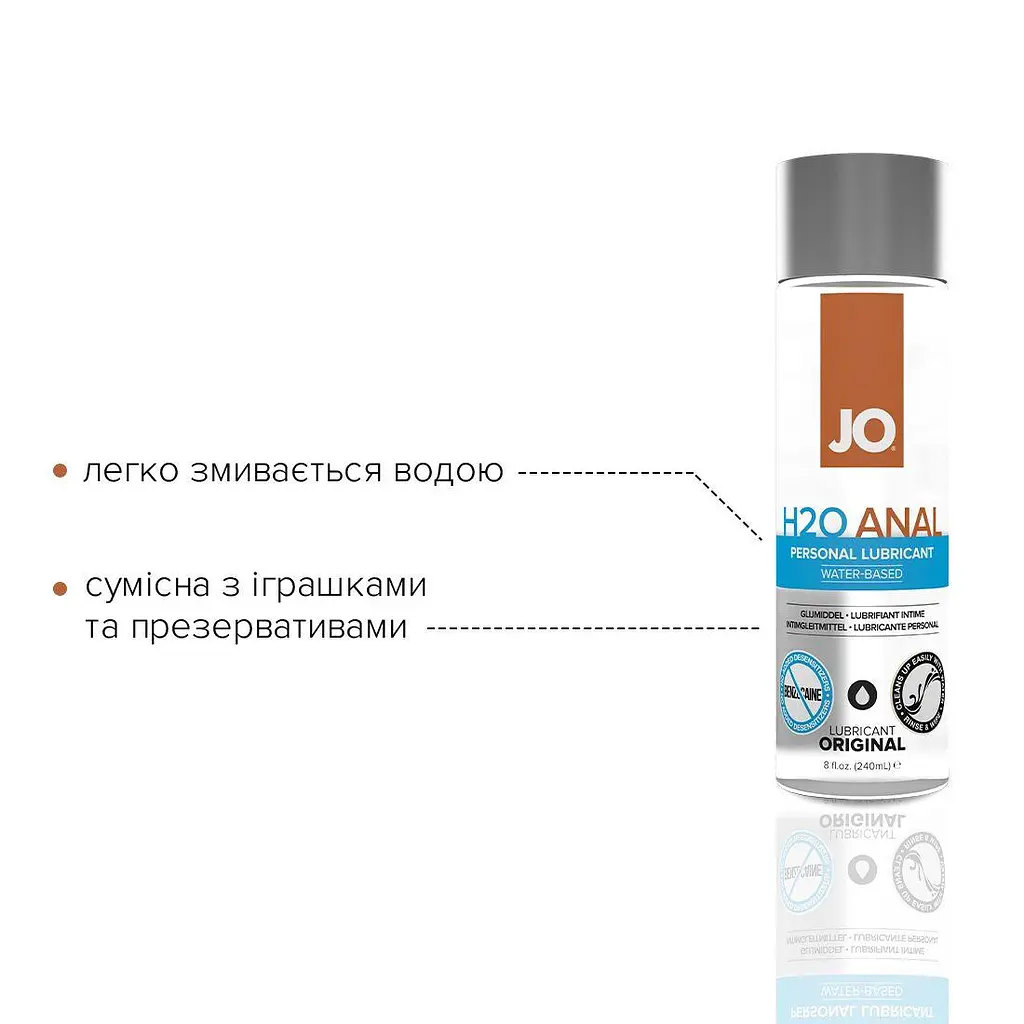 Анальная смазка System Jo Anal H2O Original на водной основе, растительный глицерин, 240 мл - фото 3