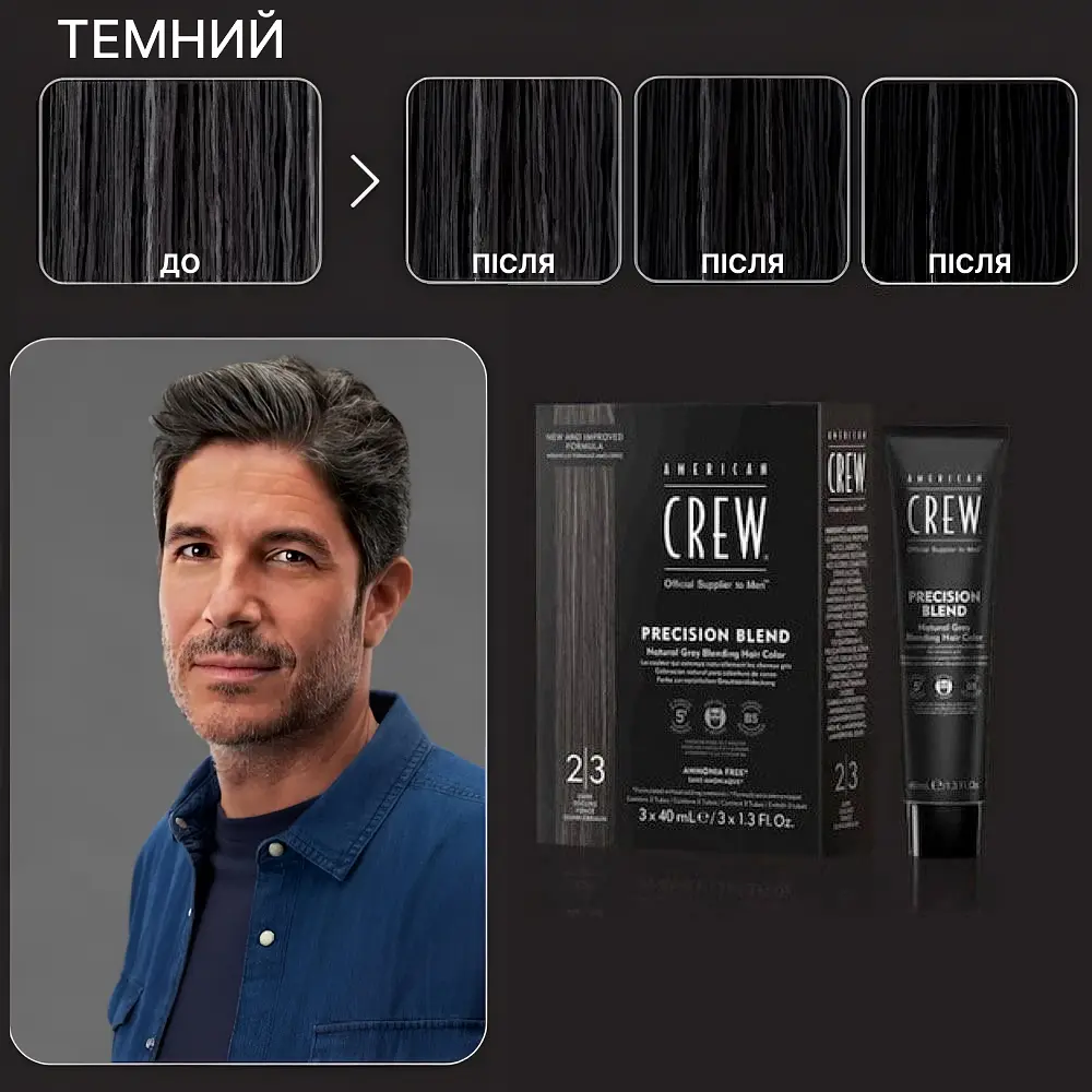 Система маскування сивини American Crew Precision Blend Shades 2-3 Dark 40 мл - фото 2