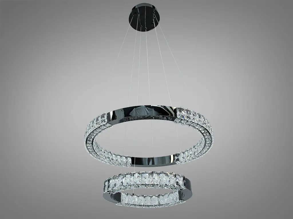 Підвісна LED люстра Diasha 7968/600+400BHR 2 кільця чорний хром 54 Вт - фото 4
