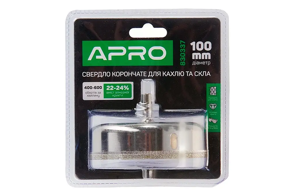 Сверлильная коронка по стеклу керамики плитке мрамора APRO 100мм - фото 2