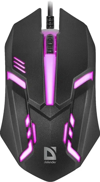 Миша Defender Cyber MB-560L, чорний, USB, оптична, 1600 dpi, 3 кнопки, 7 кольорів підсвічування, 1.5 м (52560)