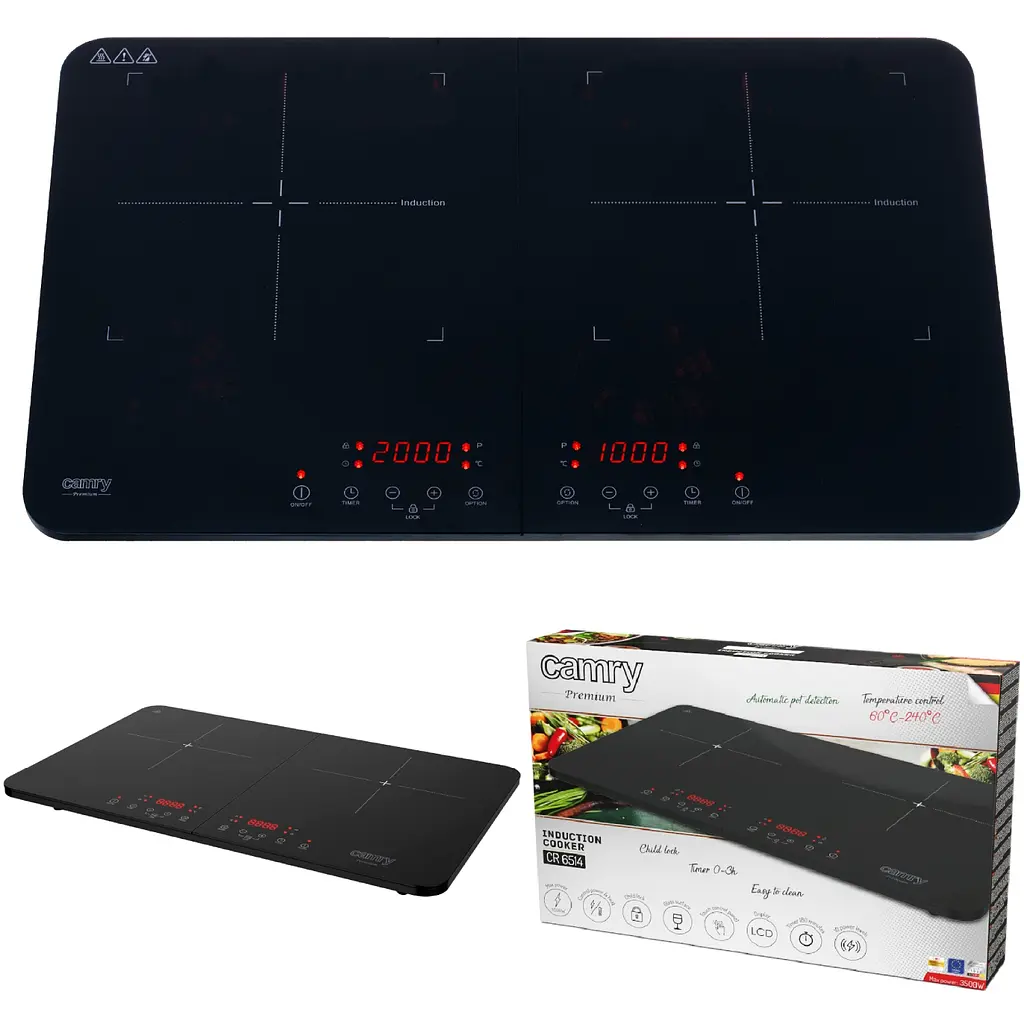 Плита настольная Camry CR 6514 индукционная/ конфорок 2/ 3500Вт+3500В/ 60°-240° С/ стеклокерамика - фото 9