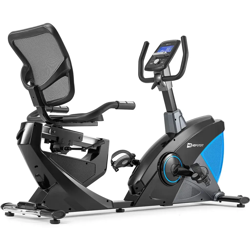 Горизонтальный велотренажер Hop-Sport HS-070L Helix синий iConsole+ - фото 9