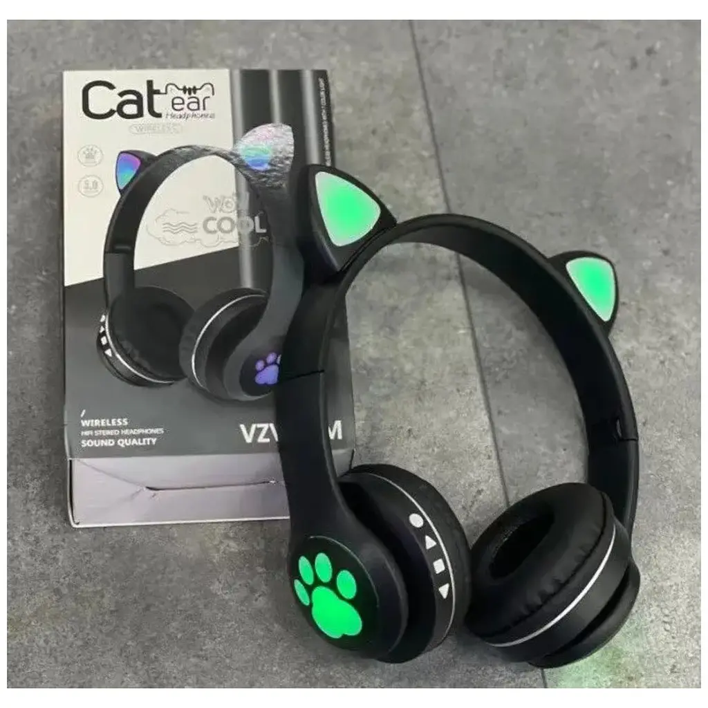 Беспроводные детские наушники Cat Ear VZV-23M Bluetooth с кошачьими ушками черные - фото 4