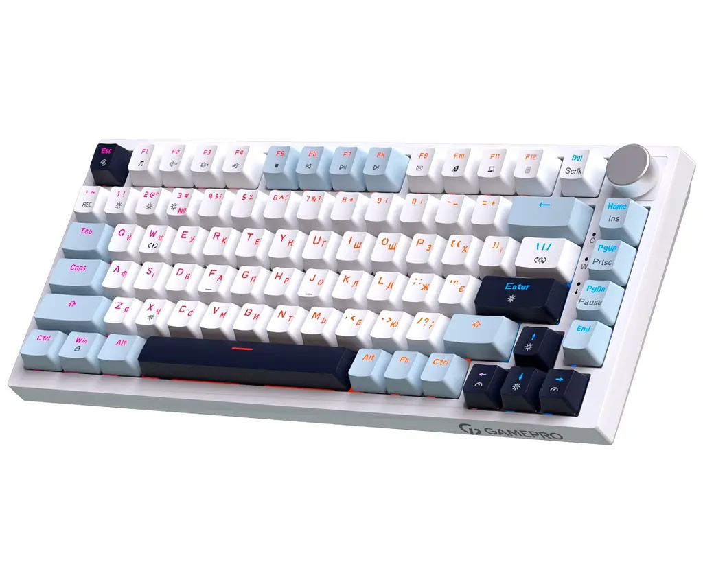 Клавіатура ігрова механічна GamePro GPMK-160-BL Warden Genesis Red Outemu Swithes Hot-Swap White-Blue - фото 2