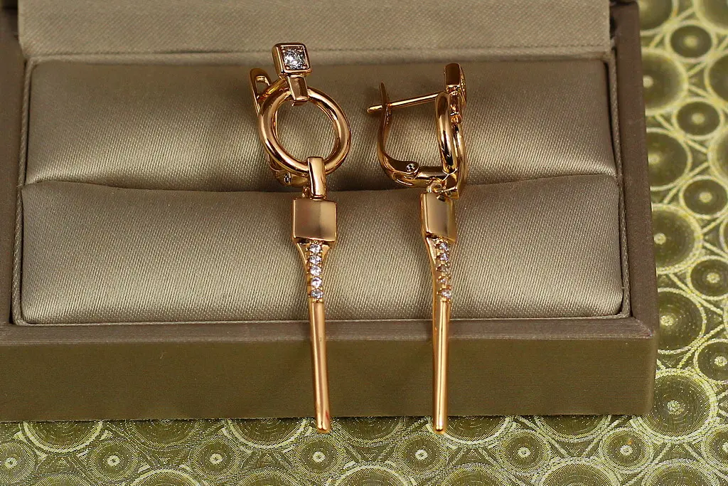 Сережки підвіски Xuping Jewelry Молот 4,5 см золотисті - фото 2