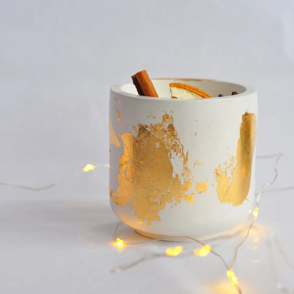 Ароматична свічка ручної роботи із соєвого воску «Mulled wine» Spokiy SP2393, 130 г у гіпсовому кашпо - фото 7