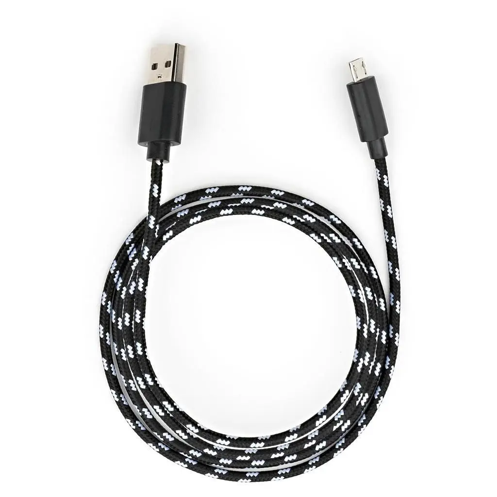 Дата кабель USB 2.0 AM to Micro 5P 2color nylon 1m black Vinga (VCPDCMBN31BK) - фото 4
