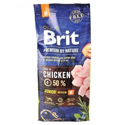 Сухий корм Brit Premium Dog Junior M для цуценят та юніорів середніх порід, з куркою, 15 кг - фото 4