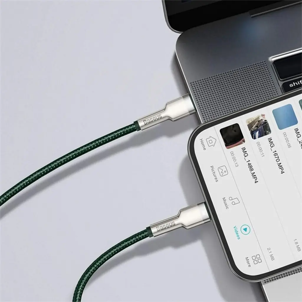 Кабель Baseus Cafule Metal USB-C to Lightning PD 20W 1m Green (CATLJK-A06) [169507] - фото 7