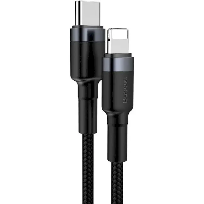 Кабель Baseus Cafule Type-C to Lightning PD 18 W 1 м CATLKLF-G1 Black-Grey (CATLKLF-G1) - фото 2