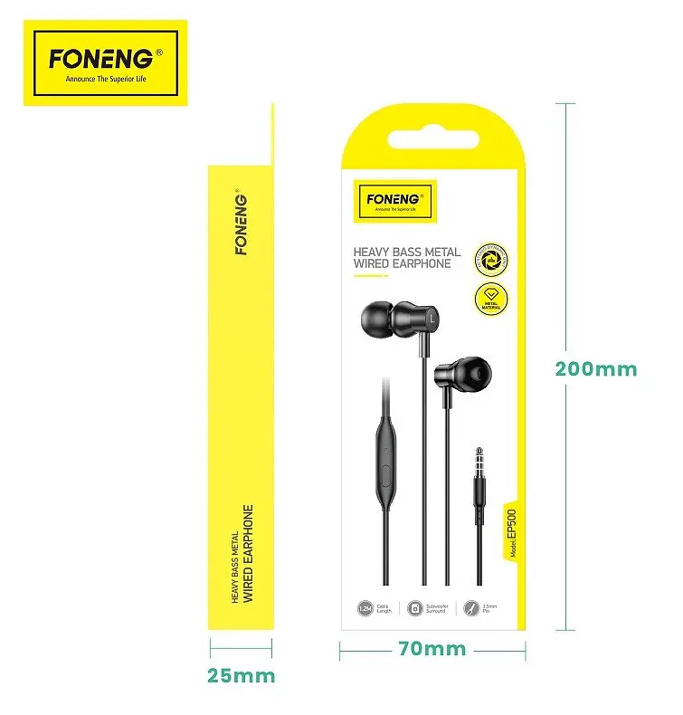 Гарнітура Foneng EP500 heavy bass metal remote earphone (EP500-E-R-HBM) - фото 3