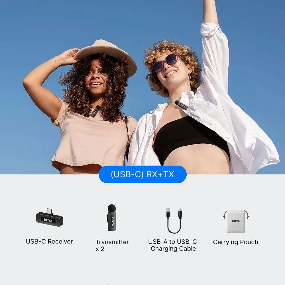 Микрофонная радиосистема Boya BY-V20 V2.0 USB-C with 2 TX + 1 RX Black [161740] - фото 7