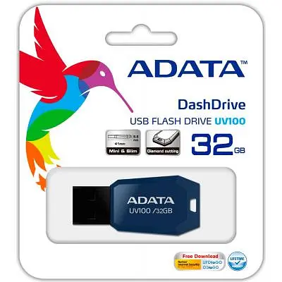 USB флеш накопичувач ADATA 32GB DashDrive UV100 Blue USB 2.0 (AUV100-32G-RBL) - фото 4