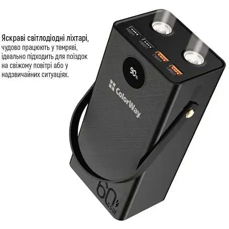 Зовнішній акумулятор ColorWay 65 Вт 4xUSB 60000 mAh чорний CW-PB600LPA5BK-PDD - фото 6