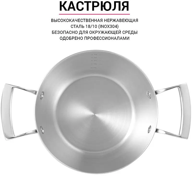Каструля Fissman Nordia із нержавіючої сталі зі скляною кришкою Ø16х9 см kuh0007835 - фото 3
