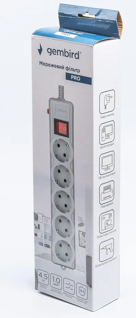 Мережевий фільтр Gembird iрий, SPG5-G-15G-PRO, 5 розеток (SPG5-G-15G-PRO) - фото 4