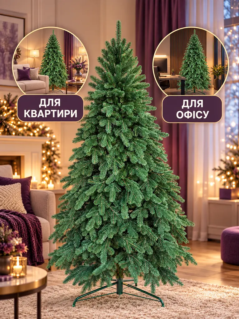 Лита штучна ялинка ЕЗ18 Говерла 180 см на металевій підставці, зелена (49676476) - фото 9