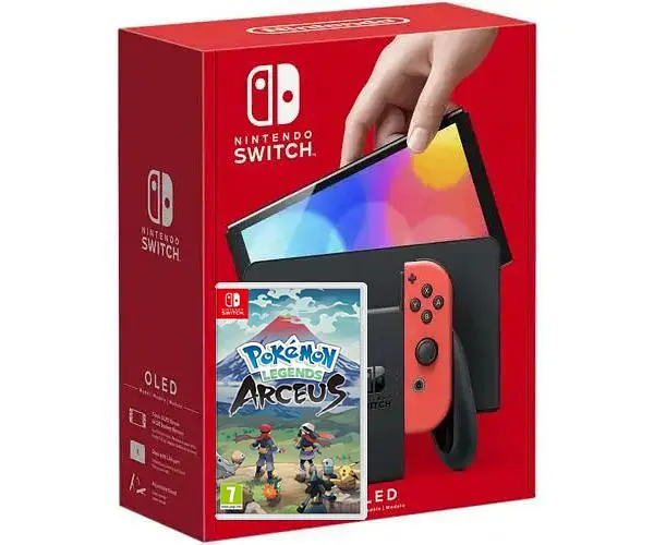 Игровая консоль Nintendo Switch OLED model Neon Blue-Red + Игра Pokemon Arceus - фото 6