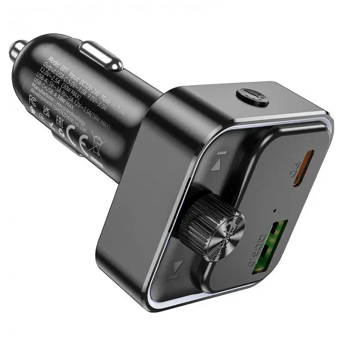 Автомобільний FM-трансмітер модулятор Bluetooth MP3 HOCO E81 Fantasy 30 W, PD/QC, USB-C/ 1xUSB-A - фото 2