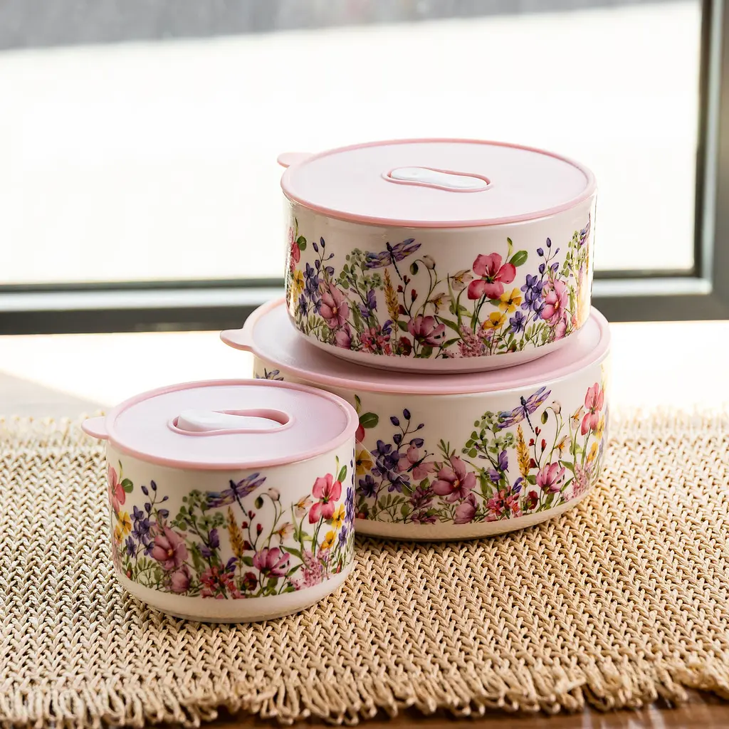 Фарфорові контейнери для їжі Flowers 9,5/13/15 см Yiwu TS-3P-2 - фото 2