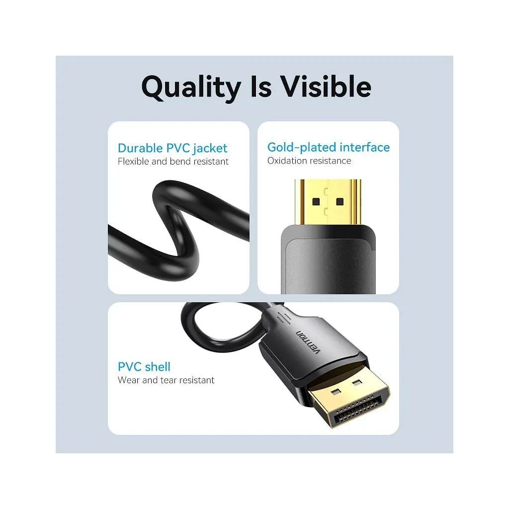 Кабель мультимедійний DisplayPort M to HDMI M 1.8m 4K40Hz black Vention (HFOBAC) - фото 4