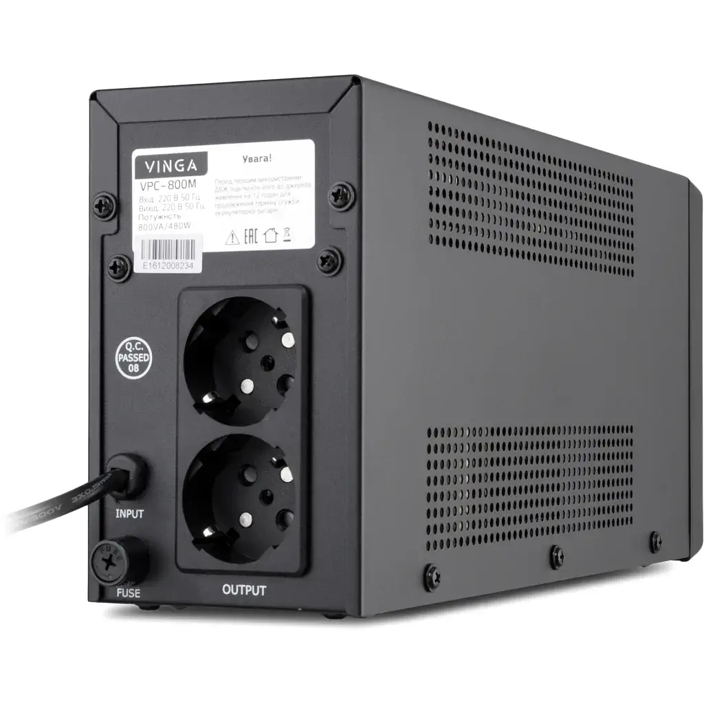 Пристрій безперебійного живлення Vinga LCD 800VA metal case (VPC-800M) - фото 6