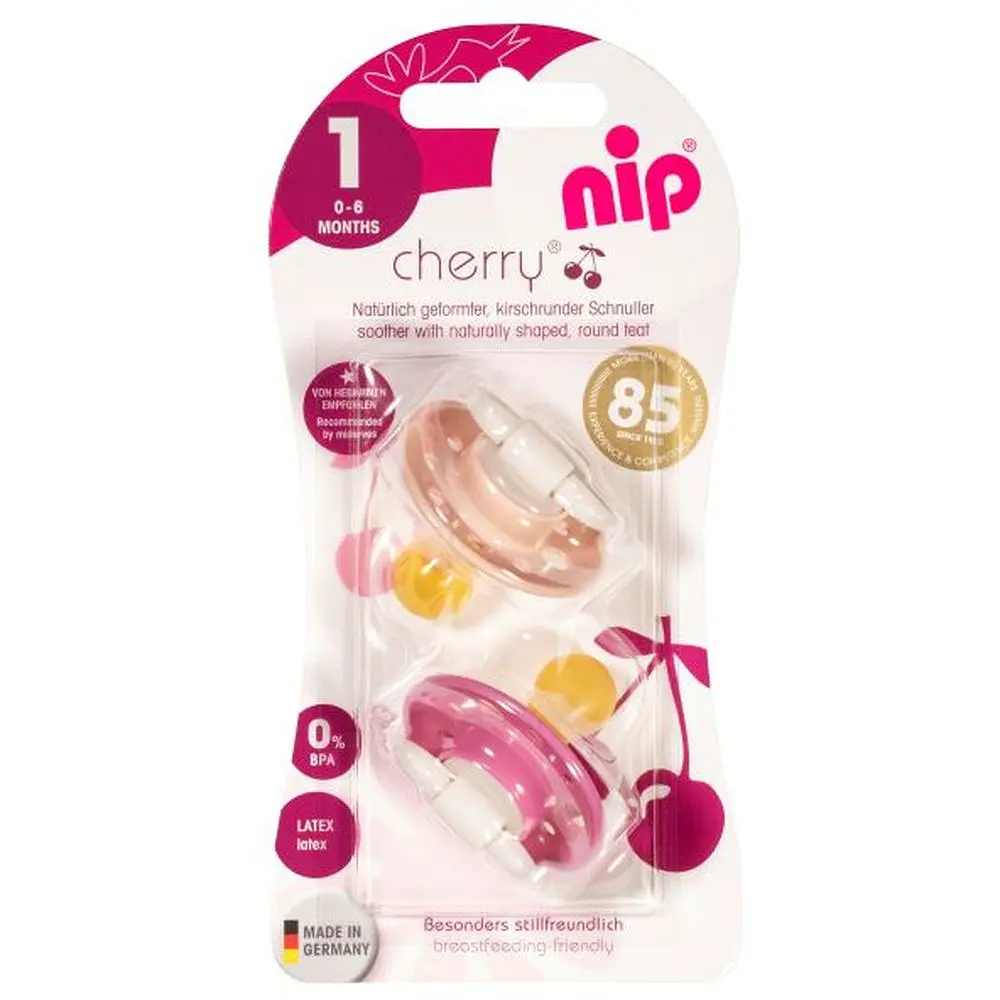 Пустушка Nip Вишенька Д, 0-6 міс., круглий, 2 шт., червоний з рожевим (38689-51) - фото 2