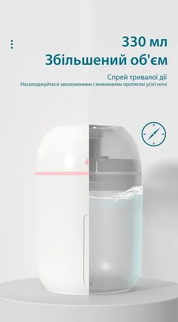Зволожувач повітря + нічник humidifier colorful 330ml білий - фото 3