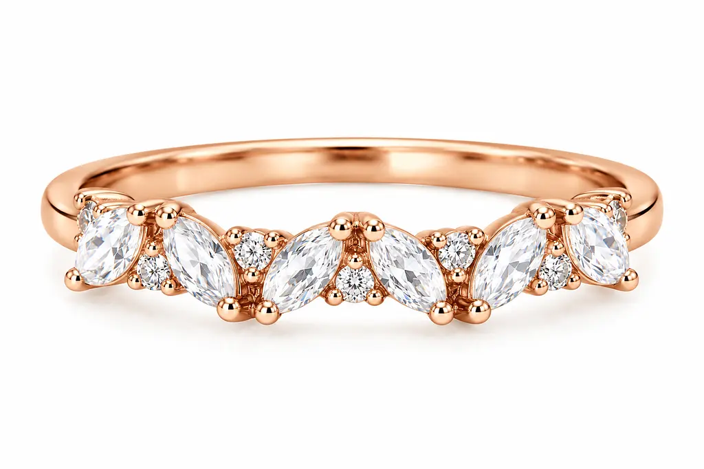 Жіноча золота каблучка Jewellery Continent з фіанітами огранювання "маркіз" 16 (К-0931)