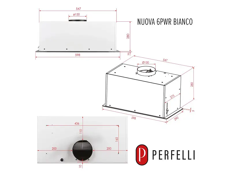 Витяжка вбудована Perfelli NUOVA 6PWR BIANCO - фото 9