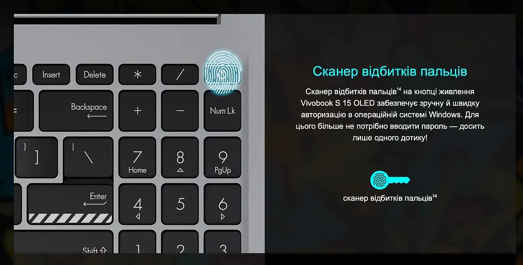 Топкейс ноутбука / верхня панель та клавіатура для ноутбука Asus VivoBook S15 K3502ZA (90NB0WK1-R30UA0) Оригінал від Asus, Верхня панель клавіатури - фото 4