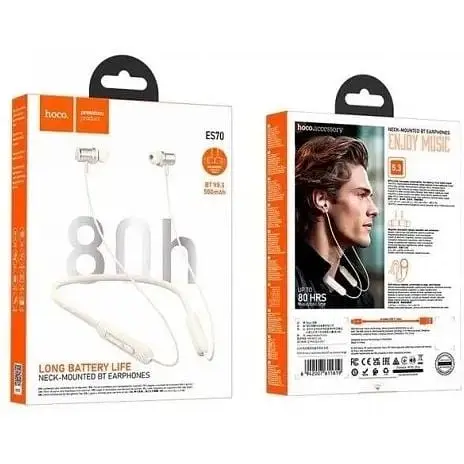 Спортивні навушники Hoco ES70 Armour Neck-Mounted BT Earphones Bluetooth бежеві 6942007611619 - фото 3